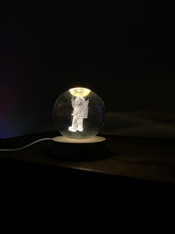 Esfera De Cristal 3d Saturno Con Base De Madera - Usb